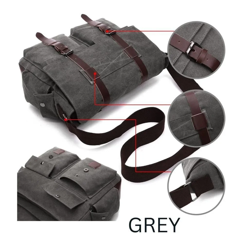 New Leather / Canvas Laptop Computer Bag Briefcase
